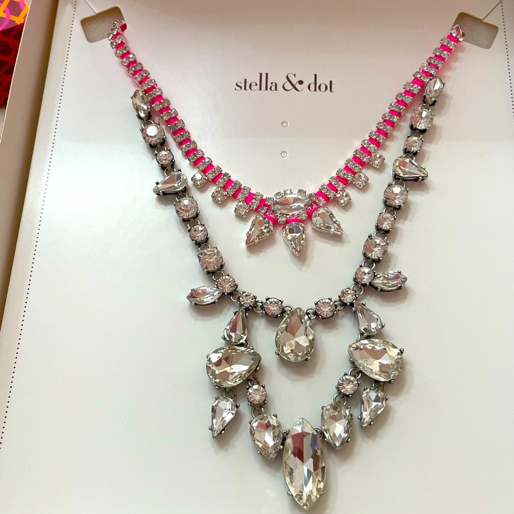 NIB Stella & Dot Neon Dream Pink Necklace